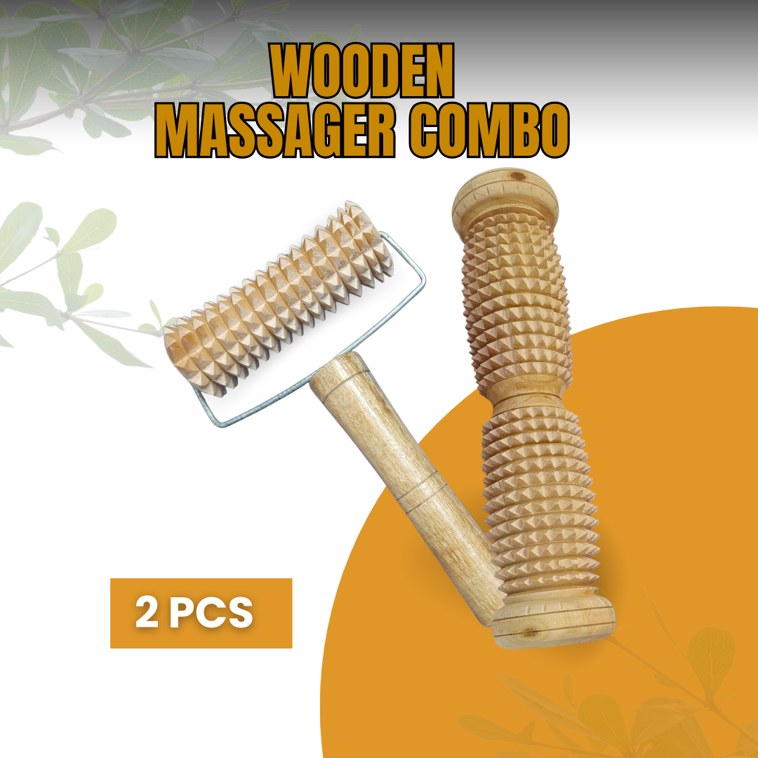 Picture of Acu Wooden Foot Roller & Hand Roller Combo Pack – Relaxation at Your Fingertips