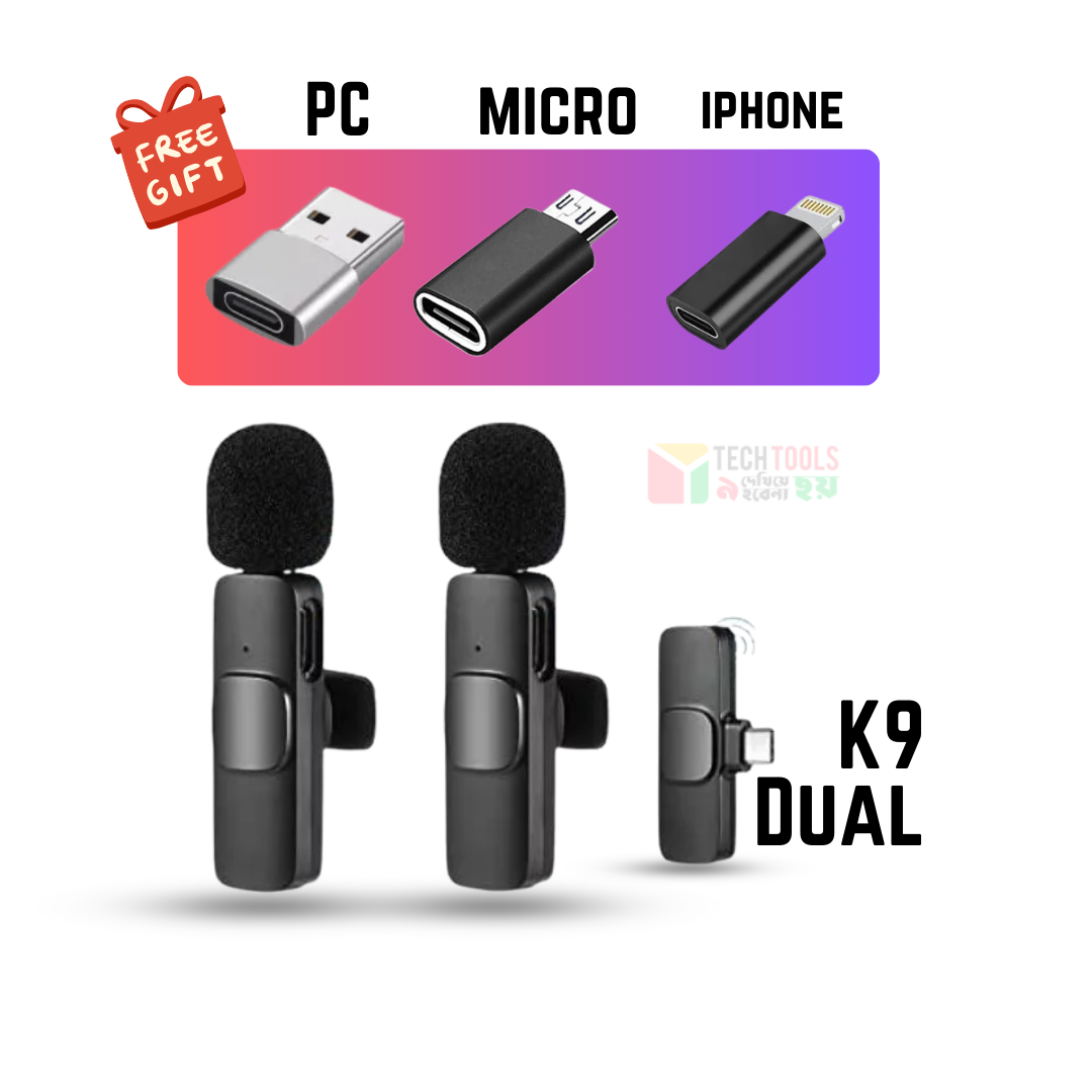 Picture of K9 Wireless Dual Mic: Noise-Free Pro Audio for Type-C Devices + 3 Free Converters!