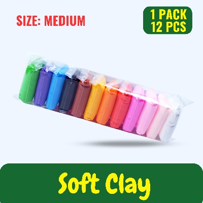 Picture of 12 Colors Soft Super Light Clay Modeling Air Dry Clay For DIY Handmade Toys | Size Medium | 1 pack=12pcs