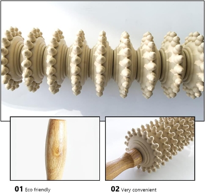 Picture of 9 Wheel Back Massage Muscle Roller Tool Massager Wooden Rolling Surface Maderoterapia Kit for Full Body Muscle Pain Relief