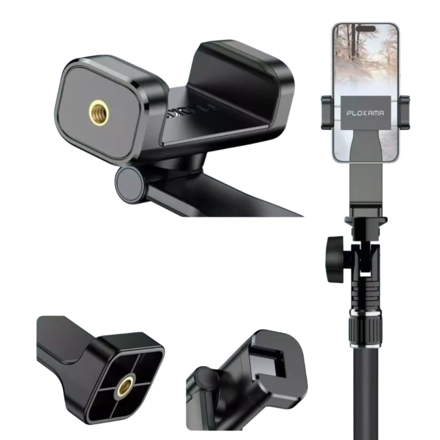 Picture of Plokama CL20 Phone Holder – Premium 360° Tripod Mount, 1/4″ Screw, Portrait & Landscape