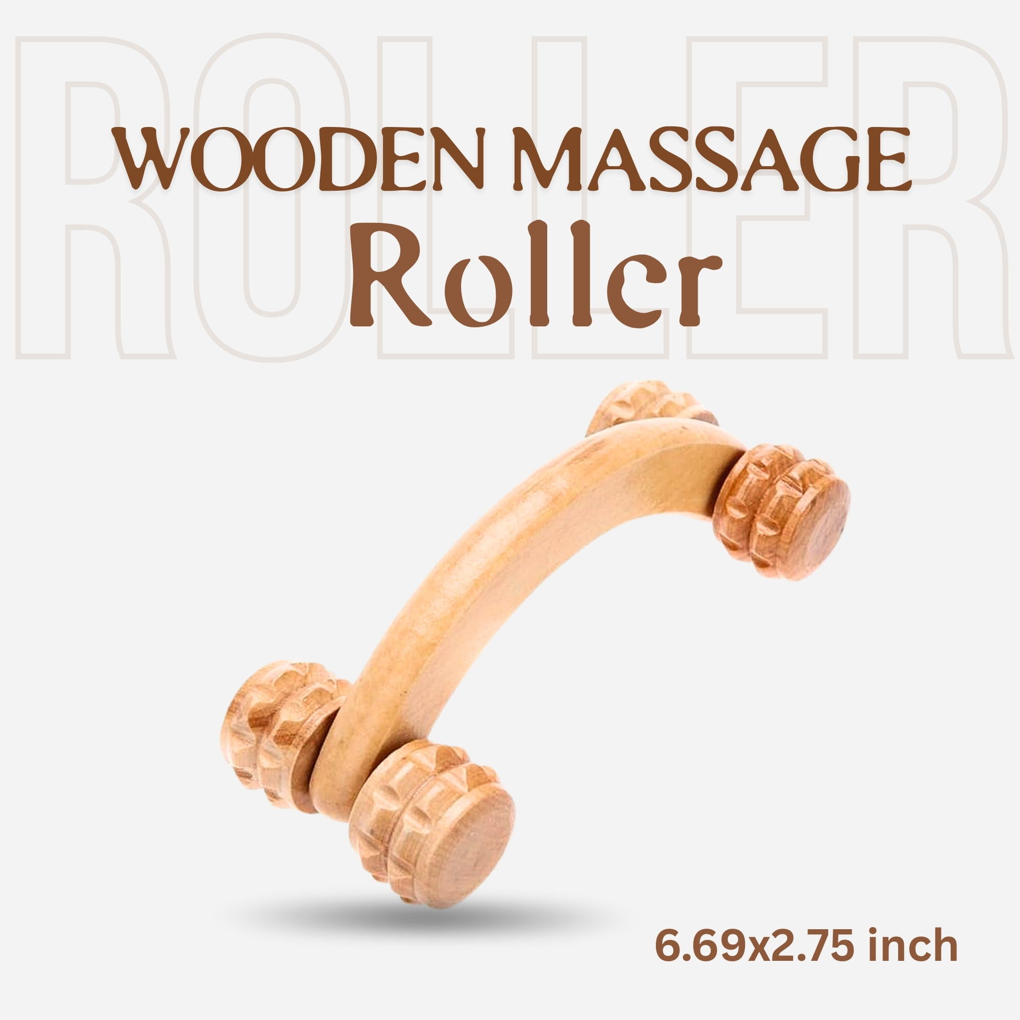 Picture of Handheld Wooden Massager 4 Wheels Roller