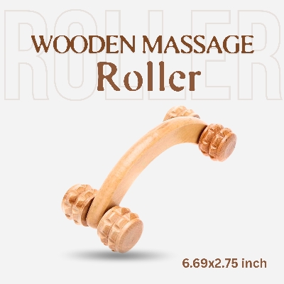 Picture of Handheld Wooden Massager 4 Wheels Roller