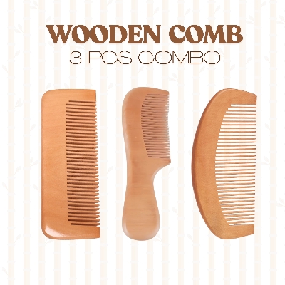 Picture of Wooden Hair Comb 3 Piece Combo