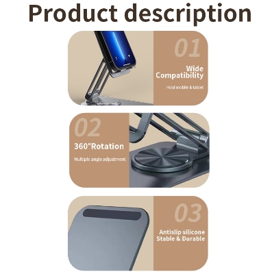 Picture of Jmary MK60 Rotating Stable and Antiskid wide compatibility foldable Desktop Holder For Mobile and Tablet