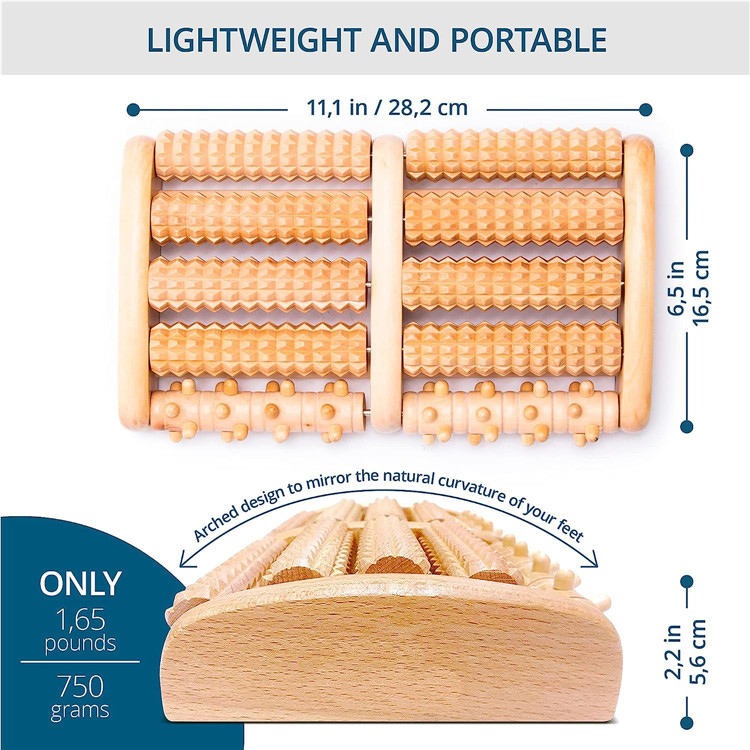 Picture of Wooden Dual Foot Massager Roller Foot Pain Stress Relief Reflexology Tools For Office Room