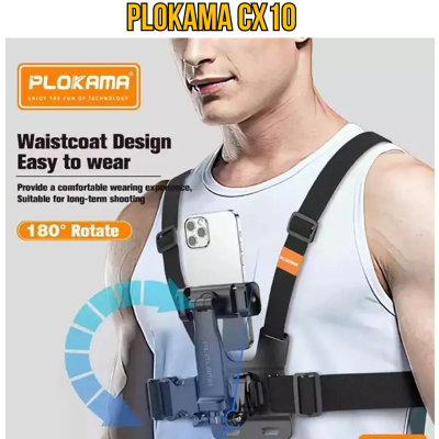 Picture of PLOKAMA CX10 Chest Strap Phone & Action Camera Mount – Hands-Free Body Belt Harness for Vlogging, Cycling & Outdoor Adventures