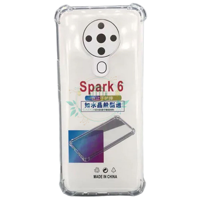 Picture of Tecno Spark 6 Back Cover Transparent Extra Bumper Anti Shock Soft Crystal Clear back Case For Tecno Spark 6
