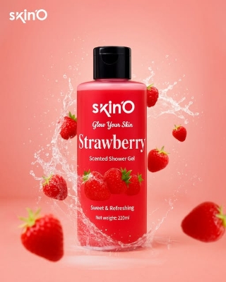 Picture of skinO Strawberry Scented Shower Gel - 220ml to all skin type