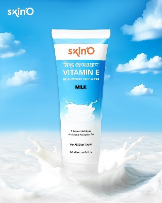 Picture of skinO Vitamin E Brightening Facewash (Milk) 110ml to all skin type