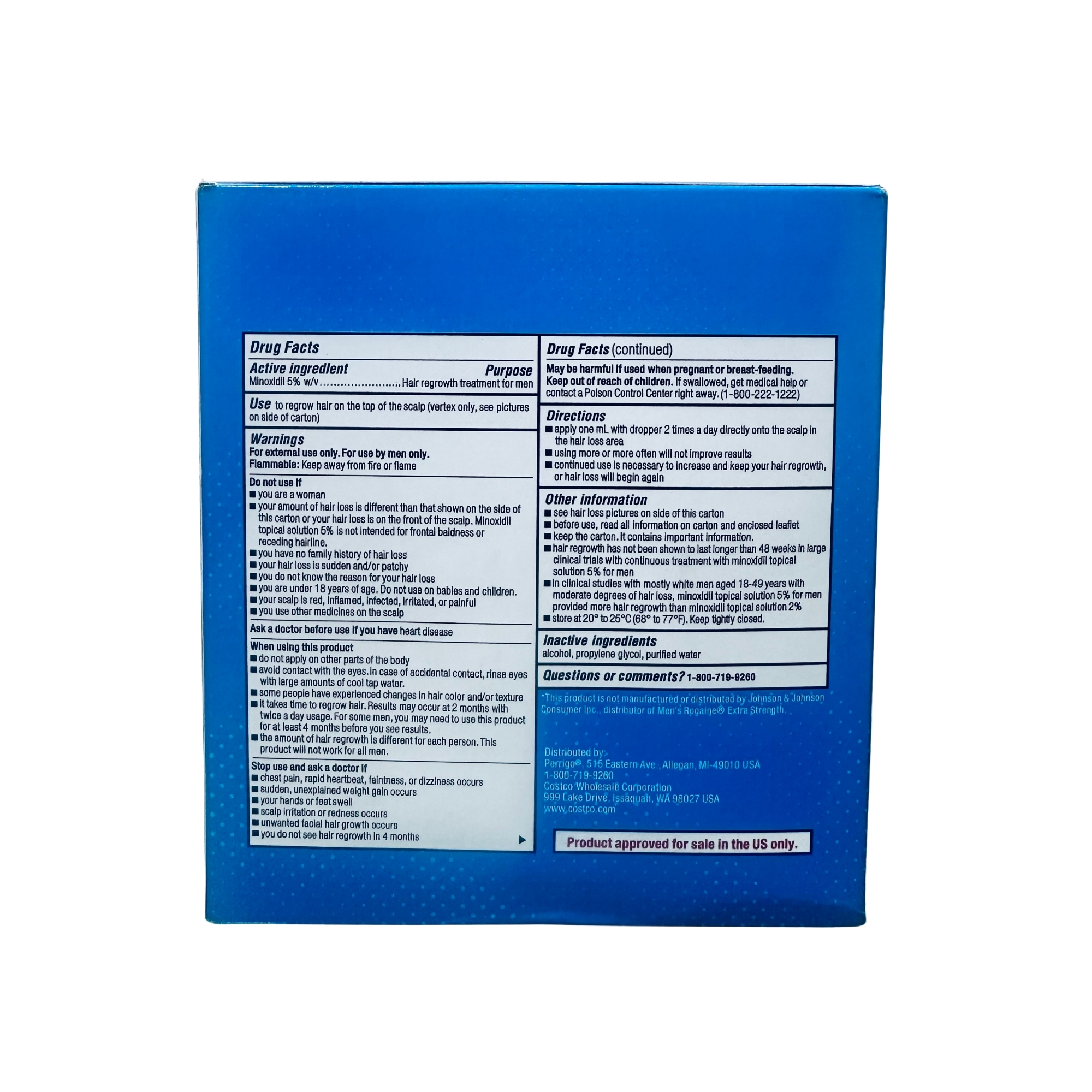 Picture of Kirkland Minoxidil 5% (Extra Strength) Hair Regrowth Solution for Men - 6 Month Supply.