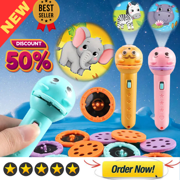 Picture of New Flashlight Projector Torch Lamp Toy Cute Cartoon Creativity Toy Torch Lamp Flashlight Projector Toy Baby Sleeping Story Book
