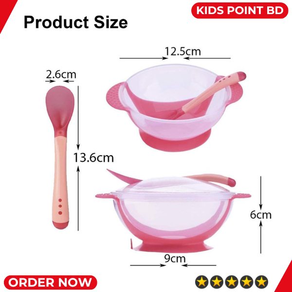 Picture of Premium Baby Suction Feeding Bowl With Lid, Spoon - 1 Set Multicolor Bowl
