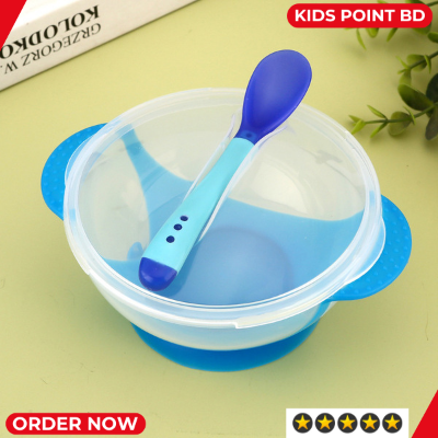 Picture of Premium Baby Suction Feeding Bowl With Lid, Spoon - 1 Set Multicolor Bowl