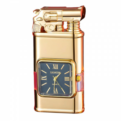 Picture of Vintage Luxury Windproof Flameless Plasma Arc Rechargeable Electric Lighter with Clock dial
