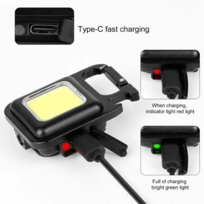 Picture of Portable LED Keychain Lights COB Flashlight Outdoor Work Light For Strong Magnetic Bottle Opener Camping Emergency Light