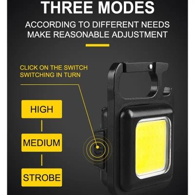 Picture of Portable LED Keychain Lights COB Flashlight Outdoor Work Light For Strong Magnetic Bottle Opener Camping Emergency Light