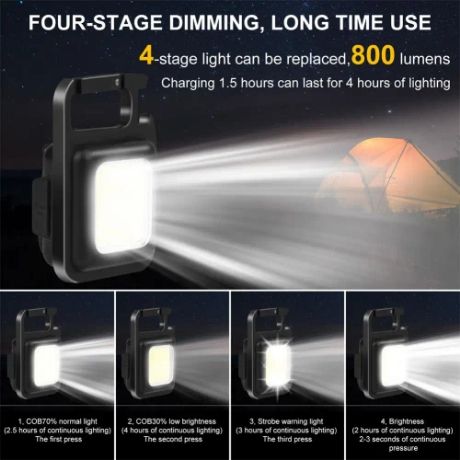 Picture of Portable LED Keychain Lights COB Flashlight Outdoor Work Light For Strong Magnetic Bottle Opener Camping Emergency Light