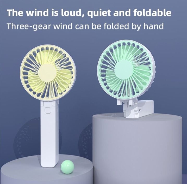 Picture of Summer Handheld Small Fan Convenient Foldable USB Rechargeable Desktop Outdoor Strong Wind Multi Range Adjustable Small Fan