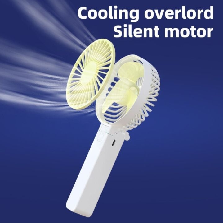 Picture of Summer Handheld Small Fan Convenient Foldable USB Rechargeable Desktop Outdoor Strong Wind Multi Range Adjustable Small Fan