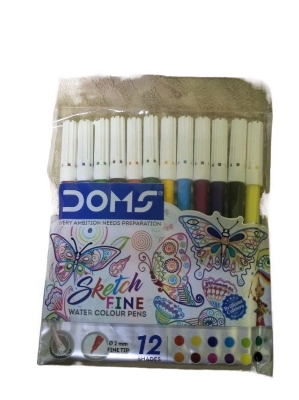 Picture of DOMS Water Color Pen, Sign Pen , Sketch Pen - 12 pcs Big Size