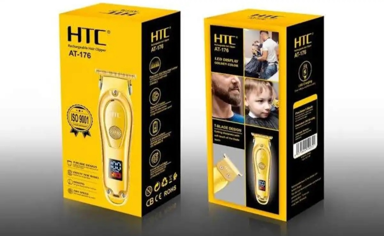 Picture of HTC AT-176 Fully Golden Metal Body Rechargeable Hair Clipper