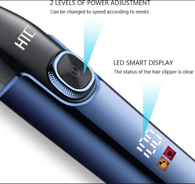 Picture of HTC AT-588 Professional T-blade Zero Cutting For Barber And Home Use Lithium Battery LED Display Two Speeds Control Hair Clipper For Hair Cutting