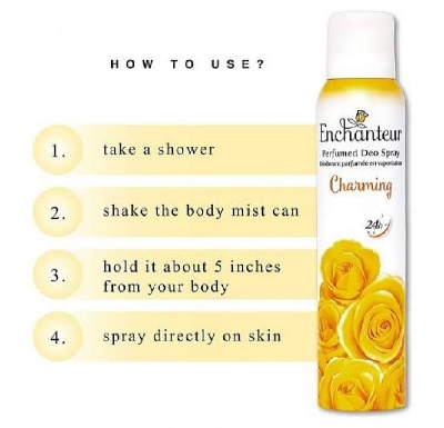 Picture of International Indonesian product Enchanteur Charming Body Spray used for male/female - 150 ml