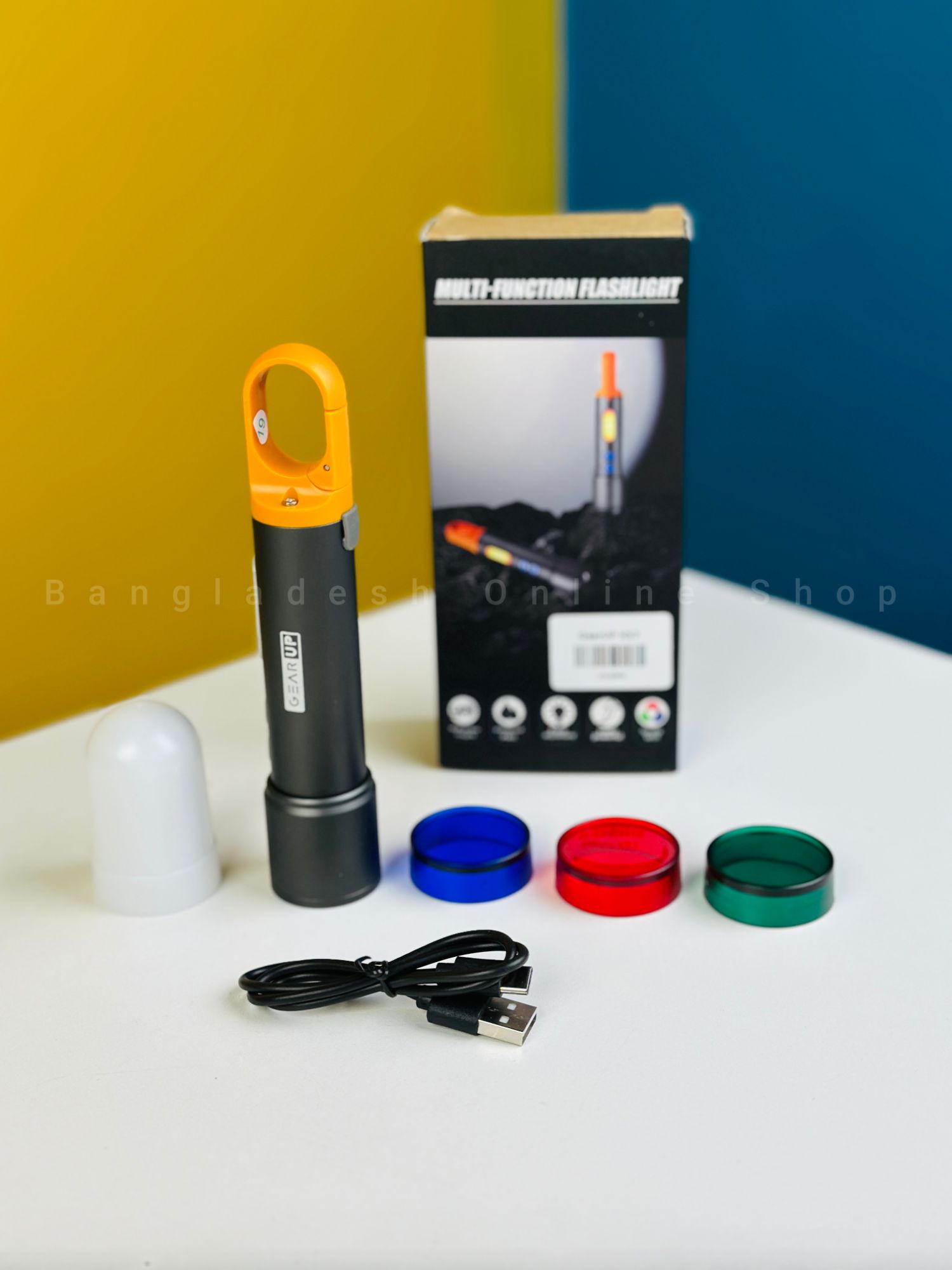 Picture of GearUP K57 Multifunctional Rechargeable Torch, Flashlight Zoomable LED Flashlight.