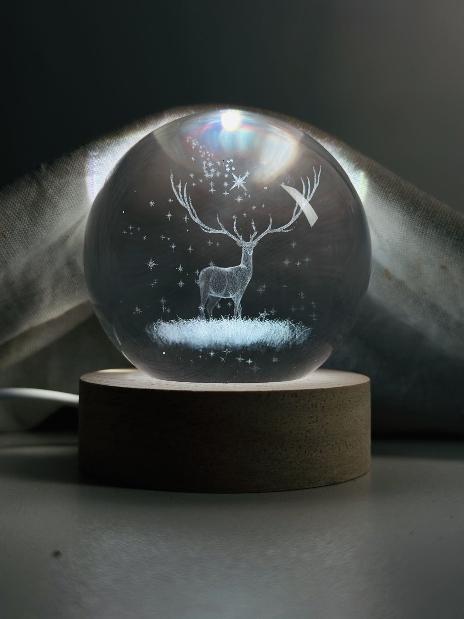 Picture of Color Changing LED 3D Crystal Ball – Deer