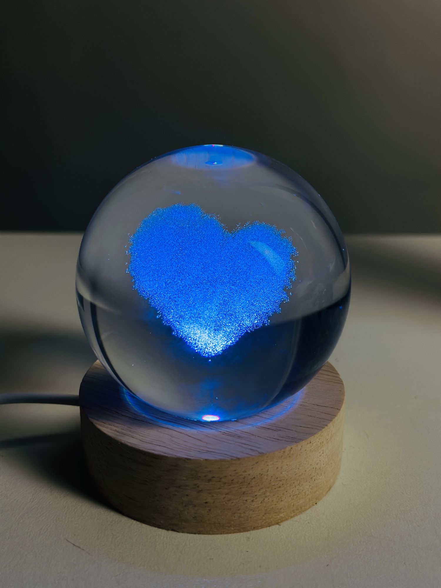 Picture of 3D Color Changing LED Crystal Ball – Cloud Love Shape