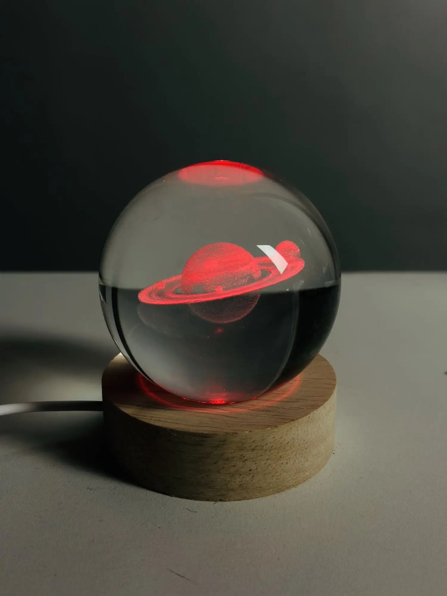 Picture of Color Changing LED 3D Crystal Ball – Saturn