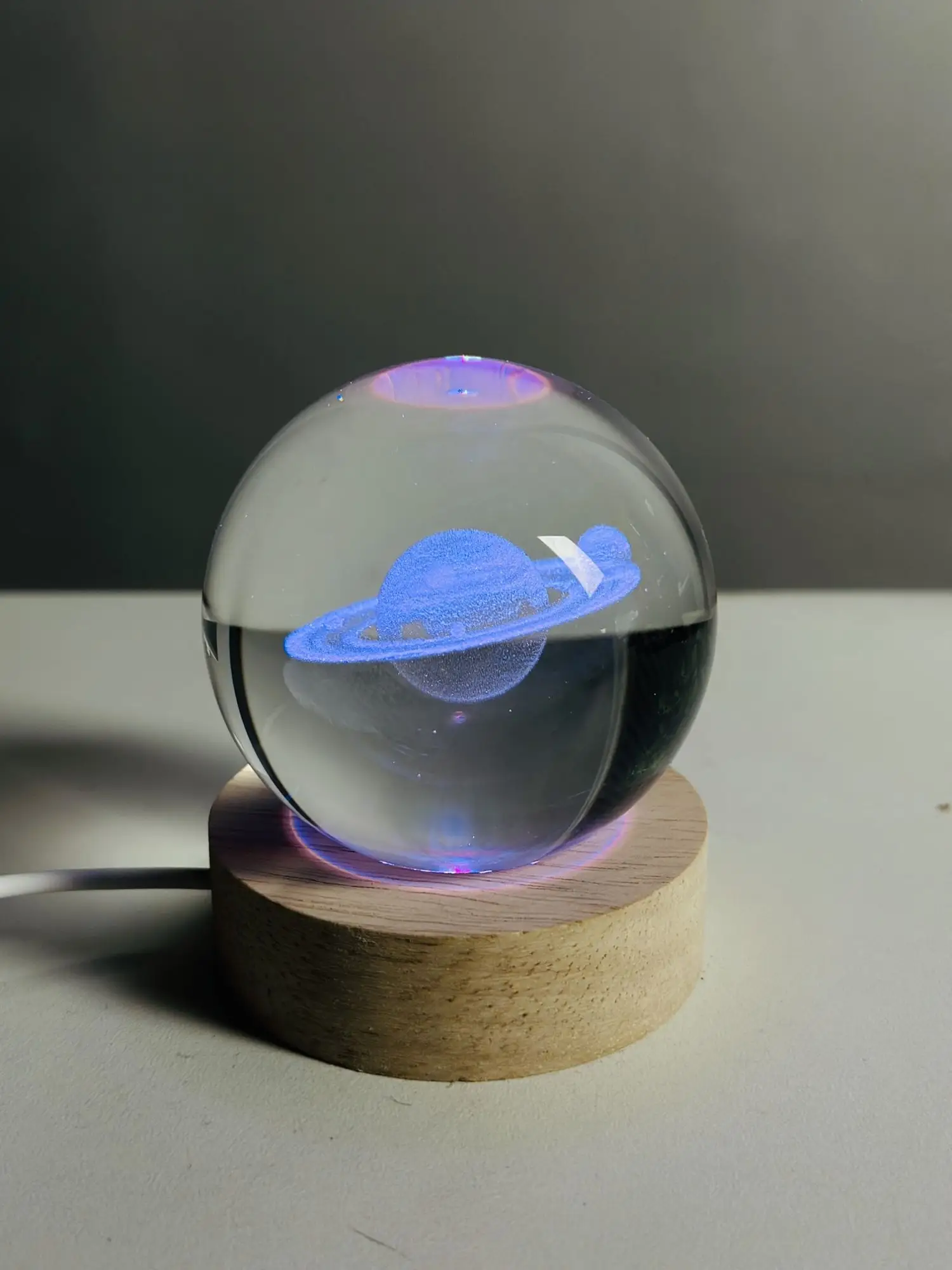 Picture of Color Changing LED 3D Crystal Ball – Saturn