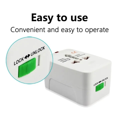 Picture of International Universal Travel Adapter UK US EU AU Plug 2 USB Port Socket Converter Plug