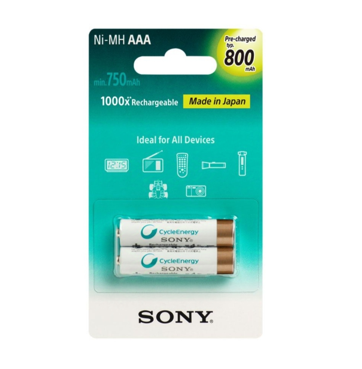 Picture of Sony AAA Cycle Energy 750mAh Rechargeable Batteries (Pre-Charged) Pack of 2 Batteries
