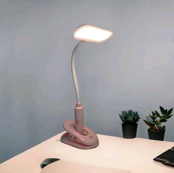 Picture of YAGE YG-T045C Rechargeable Eye Protection Warm Light Adjustable Brightness Flexible Clip Lamp- Pink Colour