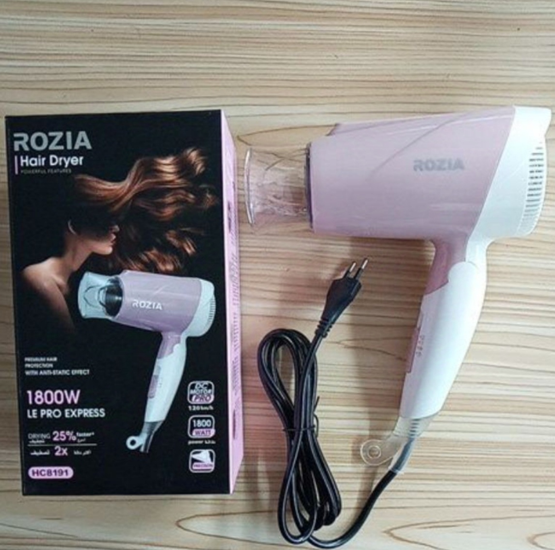 Picture of Rozia HC-8191 Foldable Ionic Hair Dryer 1800W Portable Lightweight Blow Dryer Three-Speed Temperature Adjustable Blowdryer Fast Drying Negative Ion Hairdryer Anti-Overheating