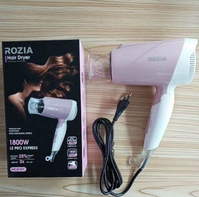 Picture of Rozia HC-8191 Foldable Ionic Hair Dryer 1800W Portable Lightweight Blow Dryer Three-Speed Temperature Adjustable Blowdryer Fast Drying Negative Ion Hairdryer Anti-Overheating