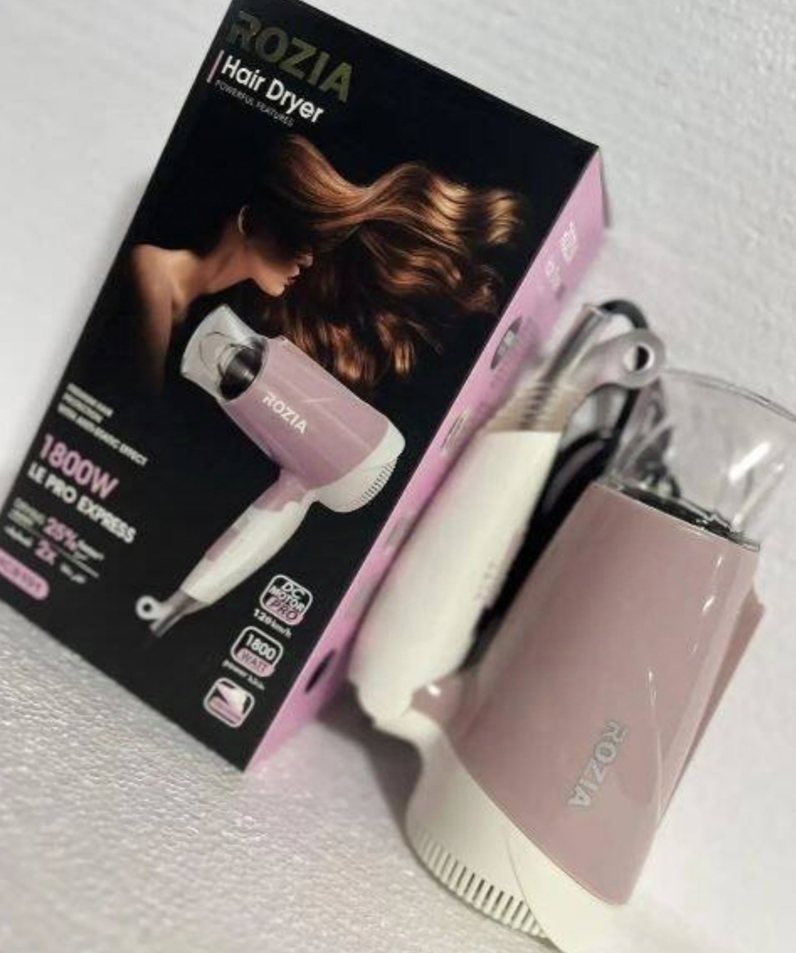 Picture of Rozia HC-8191 Foldable Ionic Hair Dryer 1800W Portable Lightweight Blow Dryer Three-Speed Temperature Adjustable Blowdryer Fast Drying Negative Ion Hairdryer Anti-Overheating