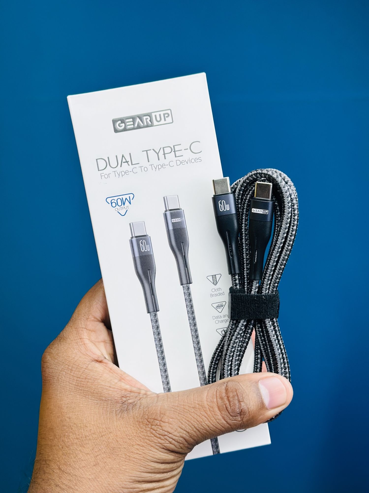 Picture of GearUP CC6015 Type-C to C 60W PD Fast Charging & Data Cable – 1.5m