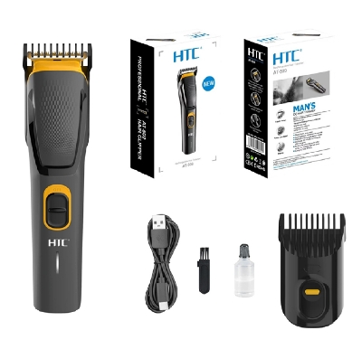 Picture of HTC AT-509 Cordless & Rechargeable Trimmer with 8 Length Settings and Self-Sharpening Blades for Beard and Hair Care - Black
