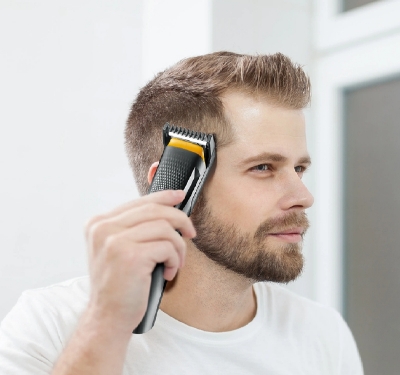 Picture of HTC AT-509 Cordless & Rechargeable Trimmer with 8 Length Settings and Self-Sharpening Blades for Beard and Hair Care - Black