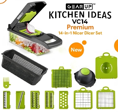 Picture of GearUP VC14 Premium 14-in-1 Vegetable and Fruits Multifuction Cutting Slicer Kitchen Tools