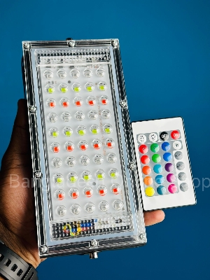 Picture of RGB LED Flood Light- Remote Controlled IP66 Waterproof Landscape & Outdoor Lighting (50W, AC220V) – Black Color