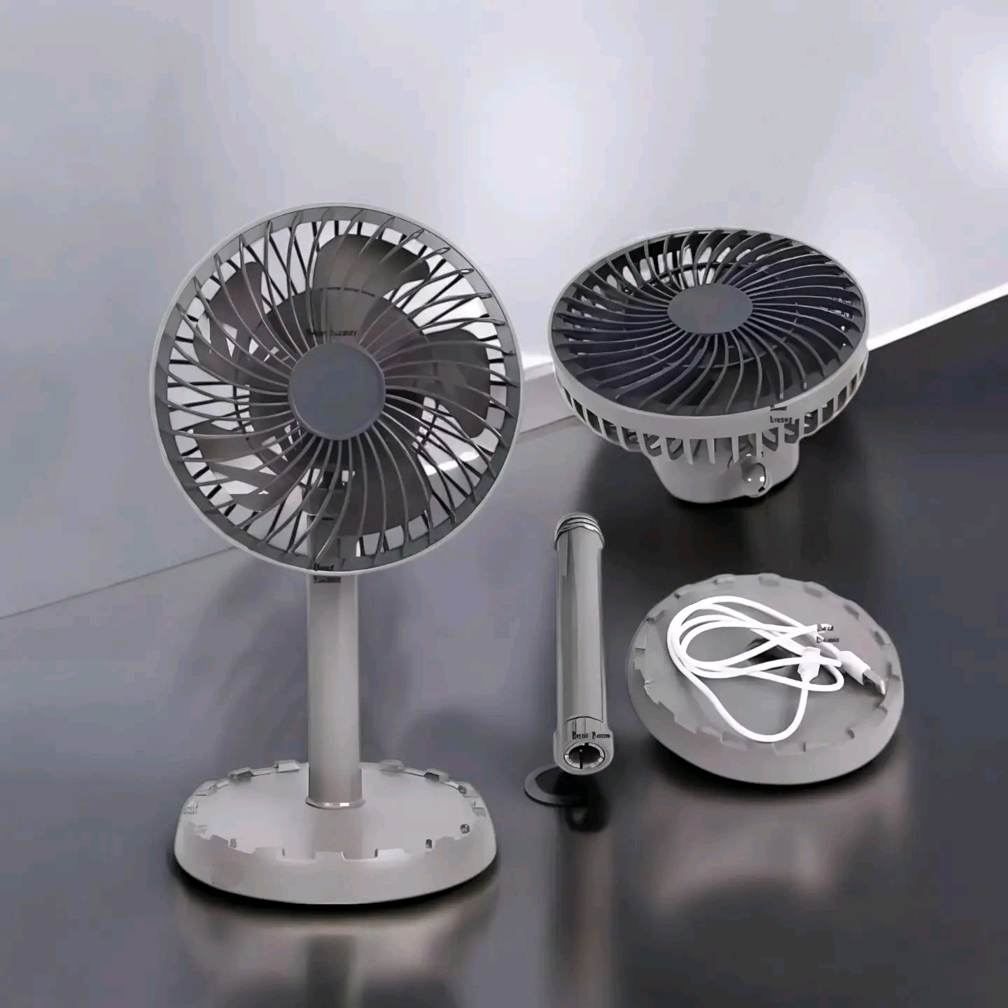 Picture of JY-2218 Mini Rechargeable Fan - 4000mAh Battery, Portable USB Fan, 3-Speed, Quiet & Powerful, Ideal for Home, Office & Travel
