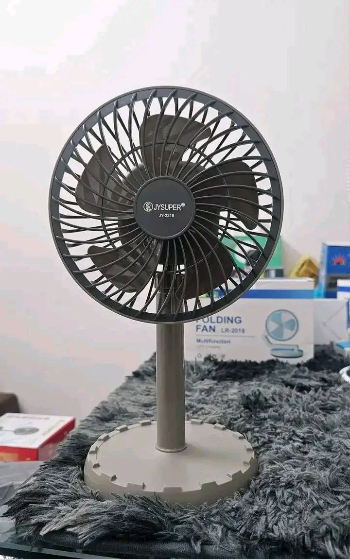 Picture of JY-2218 Mini Rechargeable Fan - 4000mAh Battery, Portable USB Fan, 3-Speed, Quiet & Powerful, Ideal for Home, Office & Travel