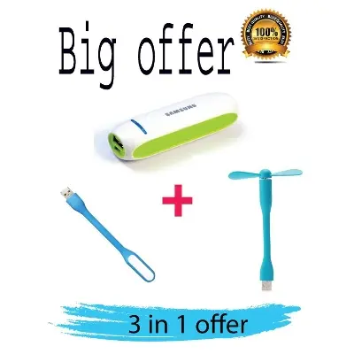 Picture of Gadget Pack Combo Offer Mini Ultra Fast Charging Power Bank + USB Fan + USB LED Light - Power Bank