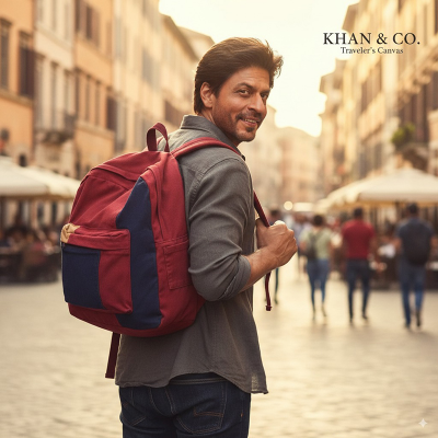 Picture of Casual Contrast Color Canvas Backpack - Red