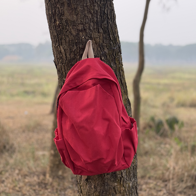 Picture of Vintage Style Backpack Simple Large Capacity Backpack - Red