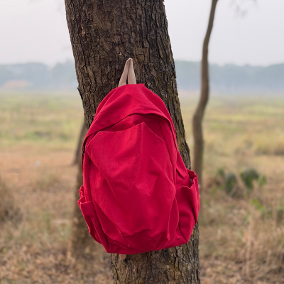 Picture of Vintage Style Backpack Simple Large Capacity Backpack - Red